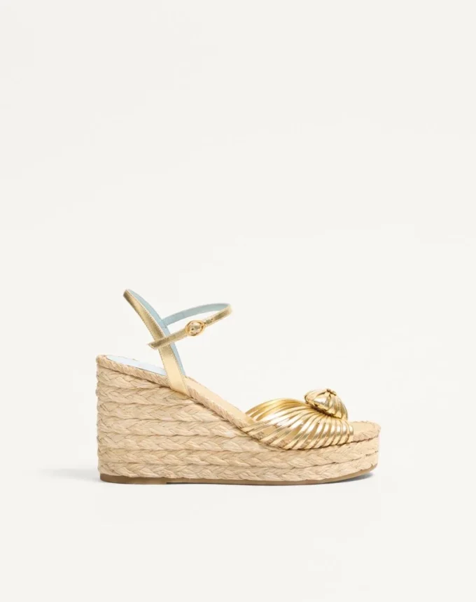 Royal Wedge Sandal aus metallischem Nappaleder 100 mm Royal Wedge Sandal aus metallischem Nappaleder 100 mm