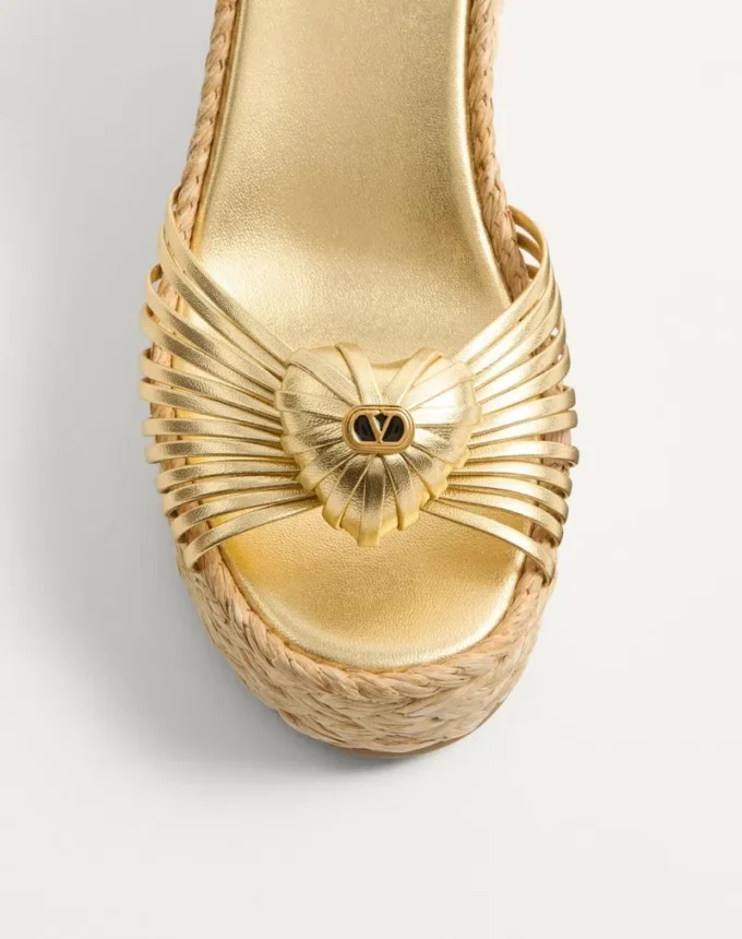 Royal Wedge Sandal aus metallischem Nappaleder 100 mm Royal Wedge Sandal aus metallischem Nappaleder 100 mm