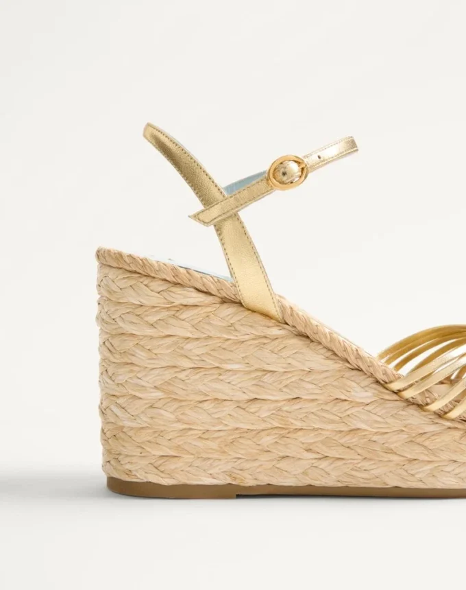 Royal Wedge Sandal aus metallischem Nappaleder 100 mm Royal Wedge Sandal aus metallischem Nappaleder 100 mm