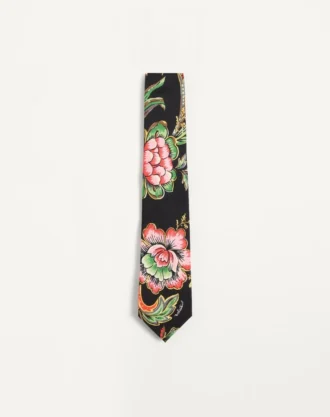 Seidenkrawatte mit Papierblumenmuster