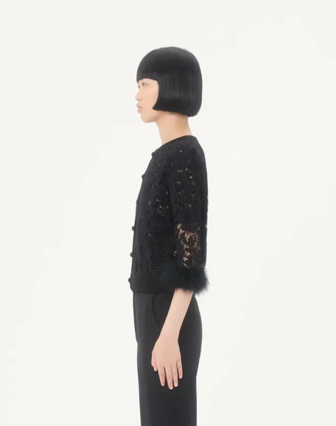 Strickjacke aus Spitze und Baumwolle Strickjacke aus Spitze und Baumwolle