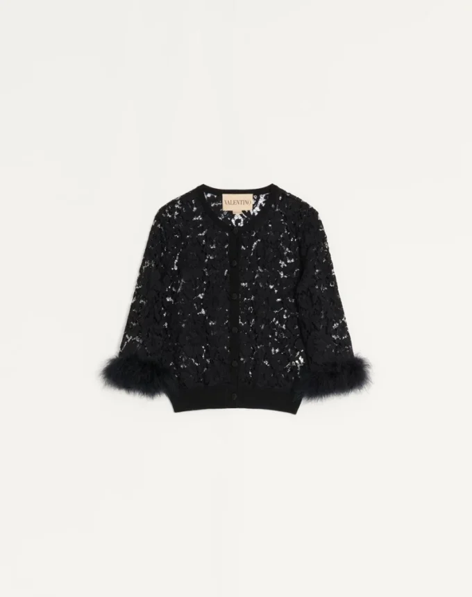 Strickjacke aus Spitze und Baumwolle Strickjacke aus Spitze und Baumwolle