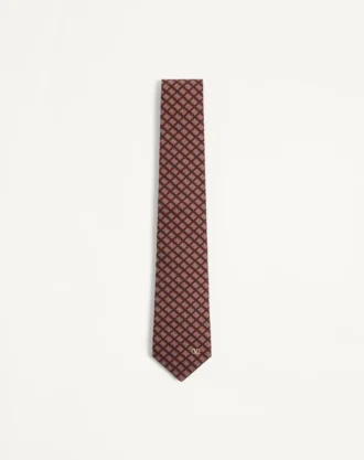 Valentie Jacquard-Baumwollkrawatte mit Kammermuster und VLogo-Signaturdetail