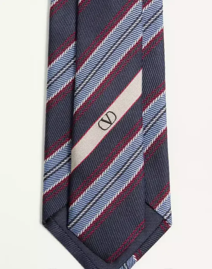 Valentie Jacquard-Seidenkrawatte im Regimental-Stil Valentie Jacquard-Seidenkrawatte im Regimental-Stil