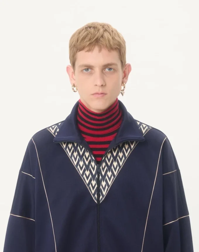 Valentino Acetat-Sweatshirt mit Reißverschluss und eingearbeitetem „Toute La V”-Print Valentino Acetat-Sweatshirt mit Reißverschluss und eingearbeitetem „Toute La V”-Print