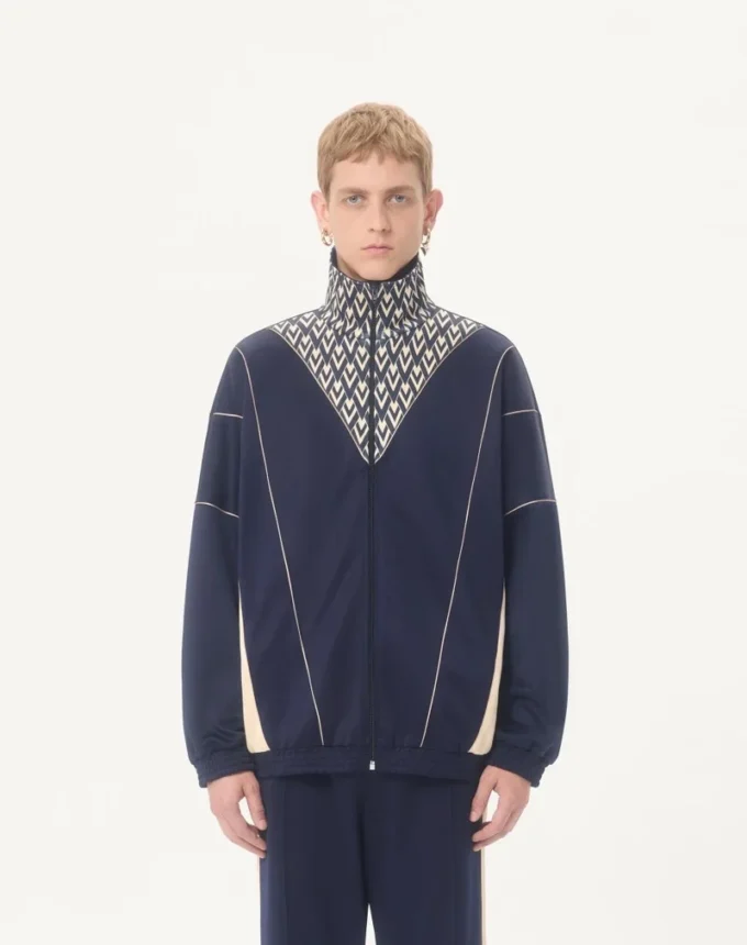 Valentino Acetat-Sweatshirt mit Reißverschluss und eingearbeitetem „Toute La V”-Print Valentino Acetat-Sweatshirt mit Reißverschluss und eingearbeitetem „Toute La V”-Print