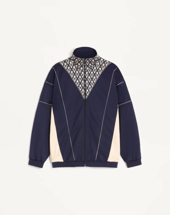 Valentino Acetat-Sweatshirt mit Reißverschluss und eingearbeitetem „Toute La V”-Print Valentino Acetat-Sweatshirt mit Reißverschluss und eingearbeitetem „Toute La V”-Print