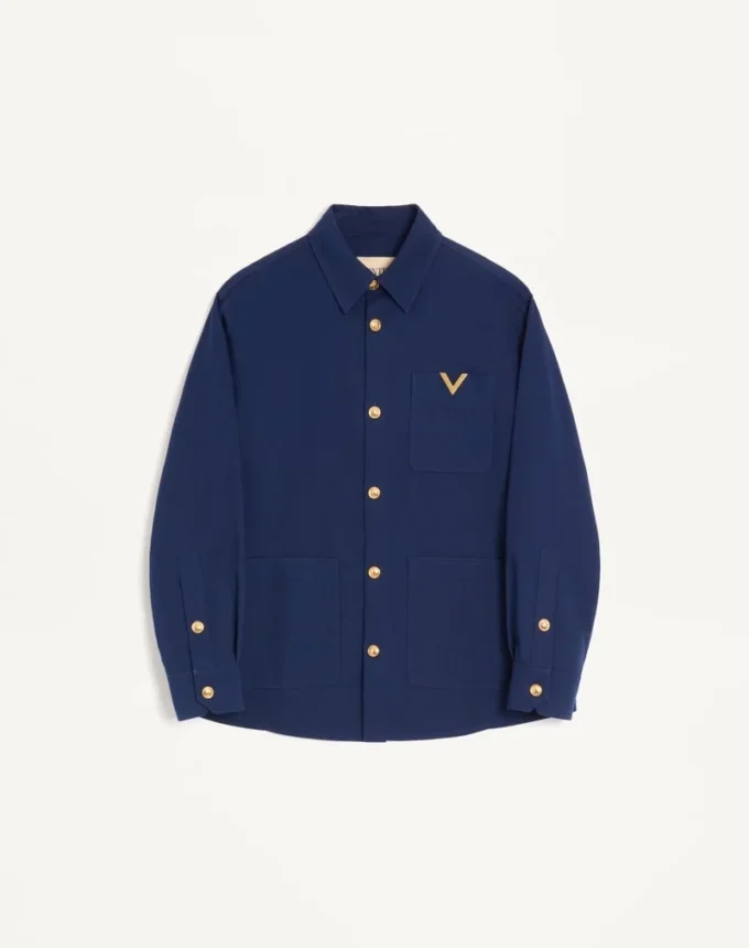 Valentino Baumwoll-Gabardine-Hemdjacke mit VGold Valentino Baumwoll-Gabardine-Hemdjacke mit VGold