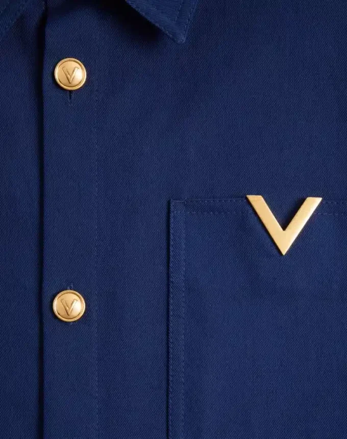 Valentino Baumwoll-Gabardine-Hemdjacke mit VGold Valentino Baumwoll-Gabardine-Hemdjacke mit VGold
