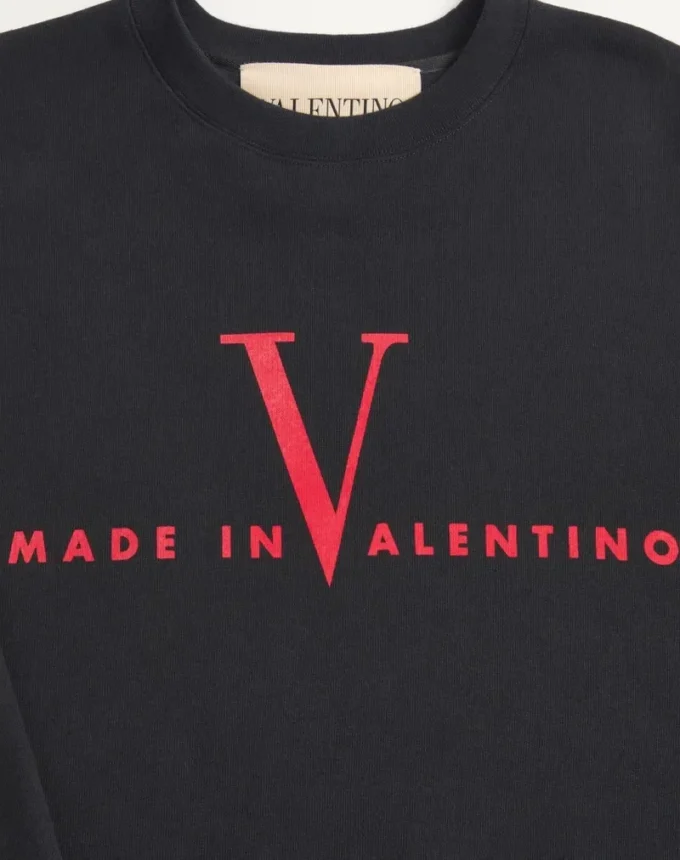 Valentino Baumwoll-Sweatshirt mit Rundhalsausschnitt und „Made In Valentino”-Print Valentino Baumwoll-Sweatshirt mit Rundhalsausschnitt und „Made In Valentino”-Print