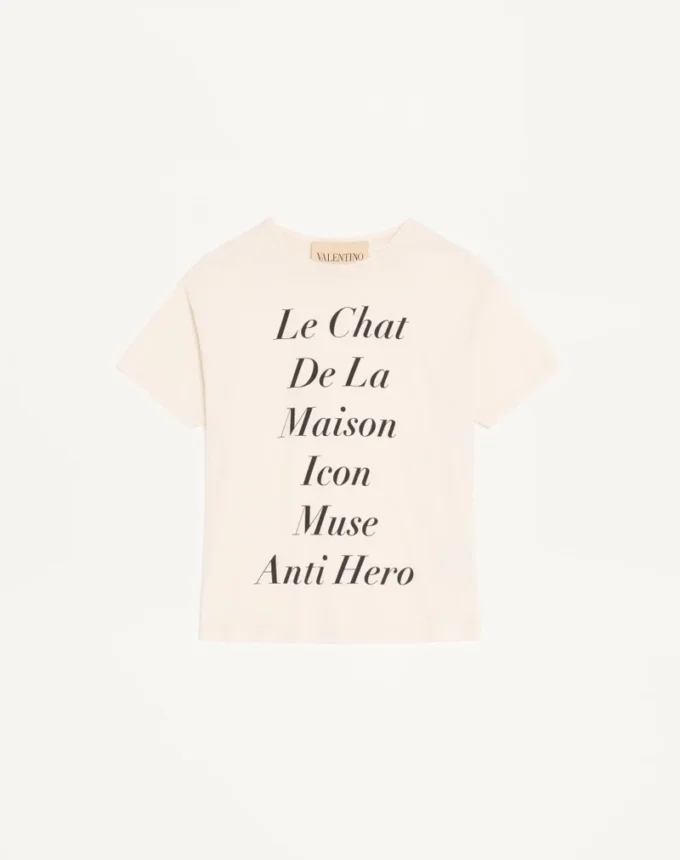 Valentino Baumwoll-T-Shirt mit Le Chat De La Maison Icon Muse Anti Hero Print