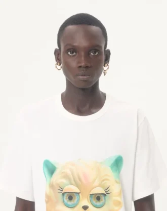 Valentino Baumwoll-T-Shirt mit Le Chat De La Maison-Print Valentino Baumwoll-T-Shirt mit Le Chat De La Maison-Print