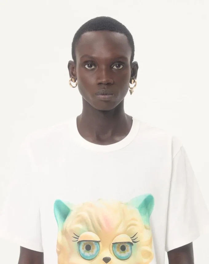 Valentino Baumwoll-T-Shirt mit Le Chat De La Maison-Print Valentino Baumwoll-T-Shirt mit Le Chat De La Maison-Print
