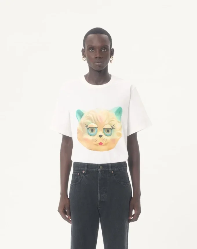 Valentino Baumwoll-T-Shirt mit Le Chat De La Maison-Print Valentino Baumwoll-T-Shirt mit Le Chat De La Maison-Print