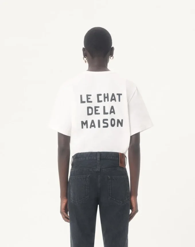 Valentino Baumwoll-T-Shirt mit Le Chat De La Maison-Print Valentino Baumwoll-T-Shirt mit Le Chat De La Maison-Print