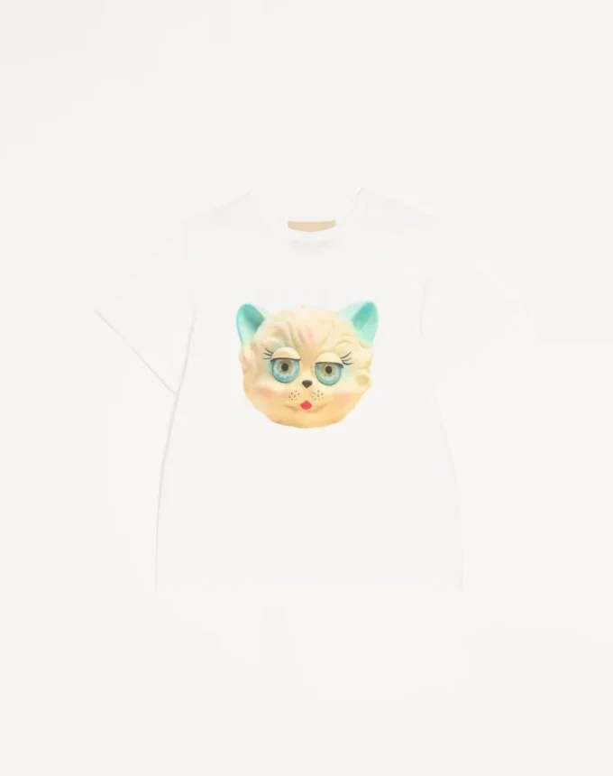Valentino Baumwoll-T-Shirt mit Le Chat De La Maison-Print Valentino Baumwoll-T-Shirt mit Le Chat De La Maison-Print
