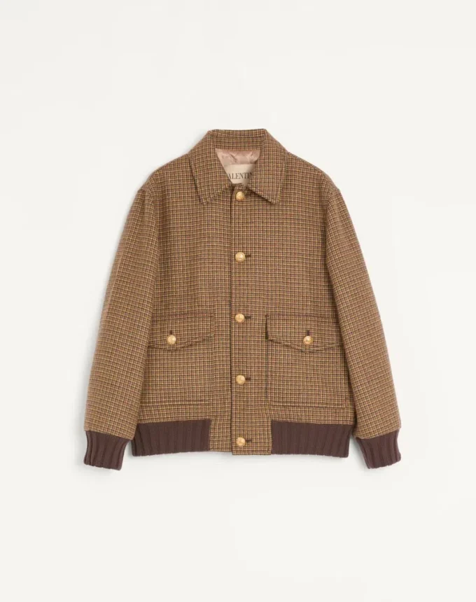 Valentino Bomberjacke aus Wolle mit Hahnentrittmuster Valentino Bomberjacke aus Wolle mit Hahnentrittmuster