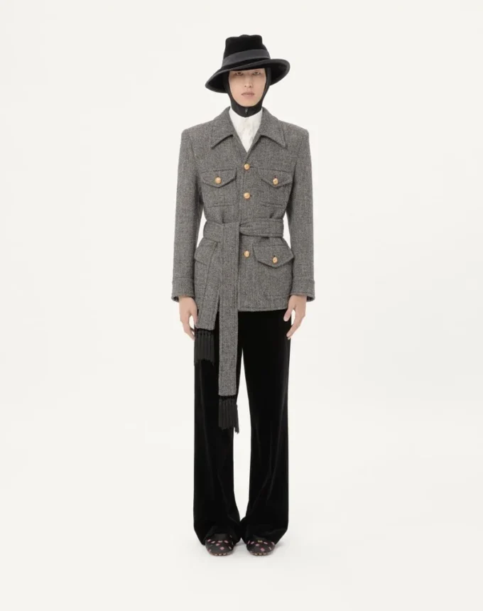 Valentino Boutonné-Safarijacke aus Wolle mit Gürtel Valentino Boutonné-Safarijacke aus Wolle mit Gürtel