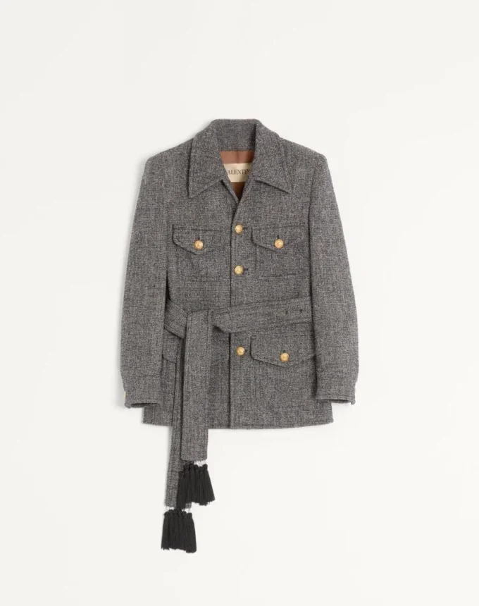 Valentino Boutonné-Safarijacke aus Wolle mit Gürtel Valentino Boutonné-Safarijacke aus Wolle mit Gürtel