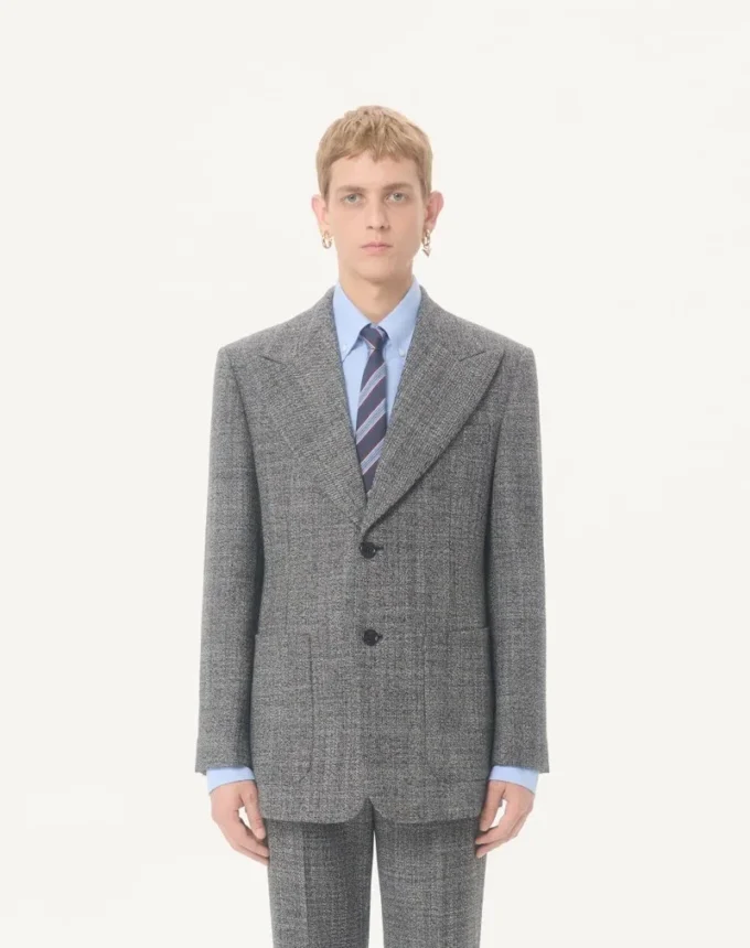 Valentino Einreihige Mouliné-Wolljacke Valentino Einreihige Mouliné-Wolljacke