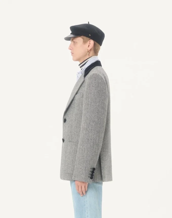 Valentino Einreihige Wolljacke mit Chevron-Muster Valentino Einreihige Wolljacke mit Chevron-Muster