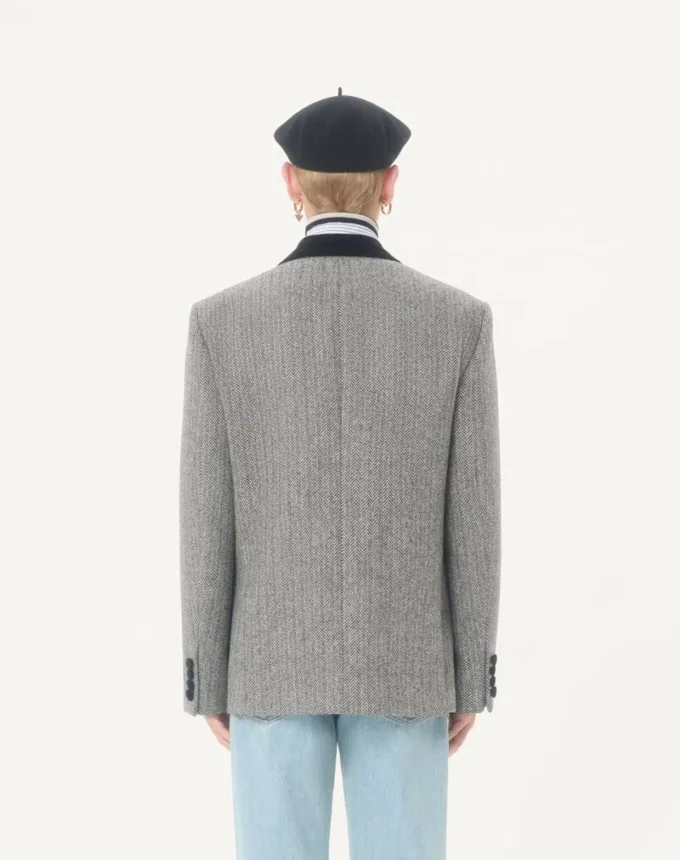 Valentino Einreihige Wolljacke mit Chevron-Muster Valentino Einreihige Wolljacke mit Chevron-Muster