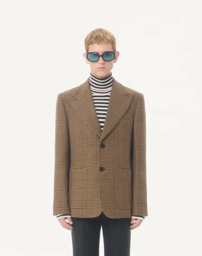 Valentino Einreihige Wolljacke mit Glencheck-Muster Valentino Einreihige Wolljacke mit Glencheck-Muster