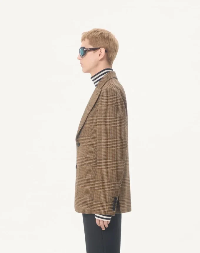 Valentino Einreihige Wolljacke mit Glencheck-Muster Valentino Einreihige Wolljacke mit Glencheck-Muster