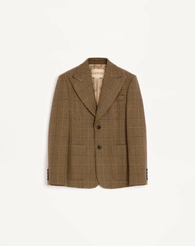 Valentino Einreihige Wolljacke mit Glencheck-Muster Valentino Einreihige Wolljacke mit Glencheck-Muster