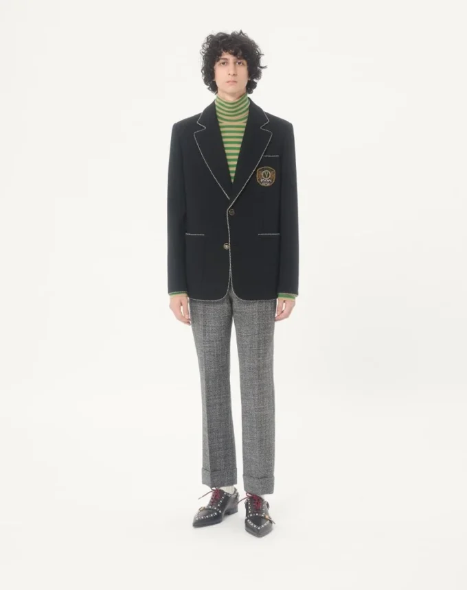 Valentino Einreihige Wolljacke mit Valentino-Patch Valentino Einreihige Wolljacke mit Valentino-Patch