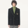 Valentino Einreihige Wolljacke mit Valentino-Patch Valentino Einreihige Wolljacke mit Valentino-Patch