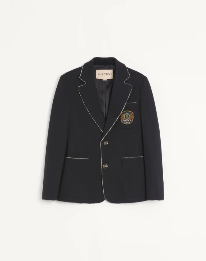 Valentino Einreihige Wolljacke mit Valentino-Patch Valentino Einreihige Wolljacke mit Valentino-Patch