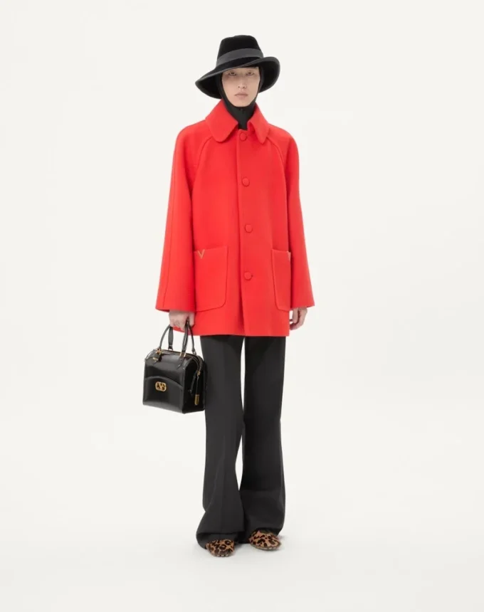 Valentino Einreihiger Mantel aus Woll-Drapé Valentino Einreihiger Mantel aus Woll-Drapé