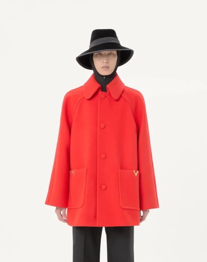 Valentino Einreihiger Mantel aus Woll-Drapé Valentino Einreihiger Mantel aus Woll-Drapé