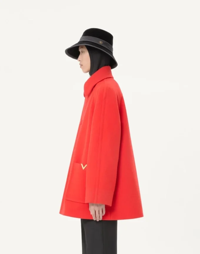 Valentino Einreihiger Mantel aus Woll-Drapé Valentino Einreihiger Mantel aus Woll-Drapé