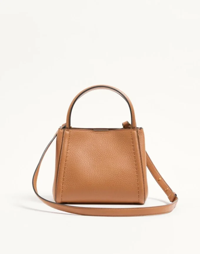 Valentino Garavani Alltime kleine Handtasche aus genarbtem Kalbsleder mit besticktem Schulterriemen Valentino Garavani Alltime kleine Handtasche aus genarbtem Kalbsleder mit besticktem Schulterriemen
