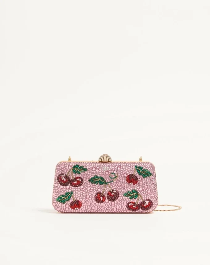 Valentino Garavani Carry Secrets Minaudiere mit Cherryfic-Strassmotiv Valentino Garavani Carry Secrets Minaudiere mit Cherryfic-Strassmotiv