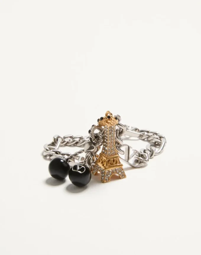 Valentino Garavani Chez Valentino Armband aus Metall, Emaille und Swarovski®-Strasssteinen Valentino Garavani Chez Valentino Armband aus Metall, Emaille und Swarovski®-Strasssteinen