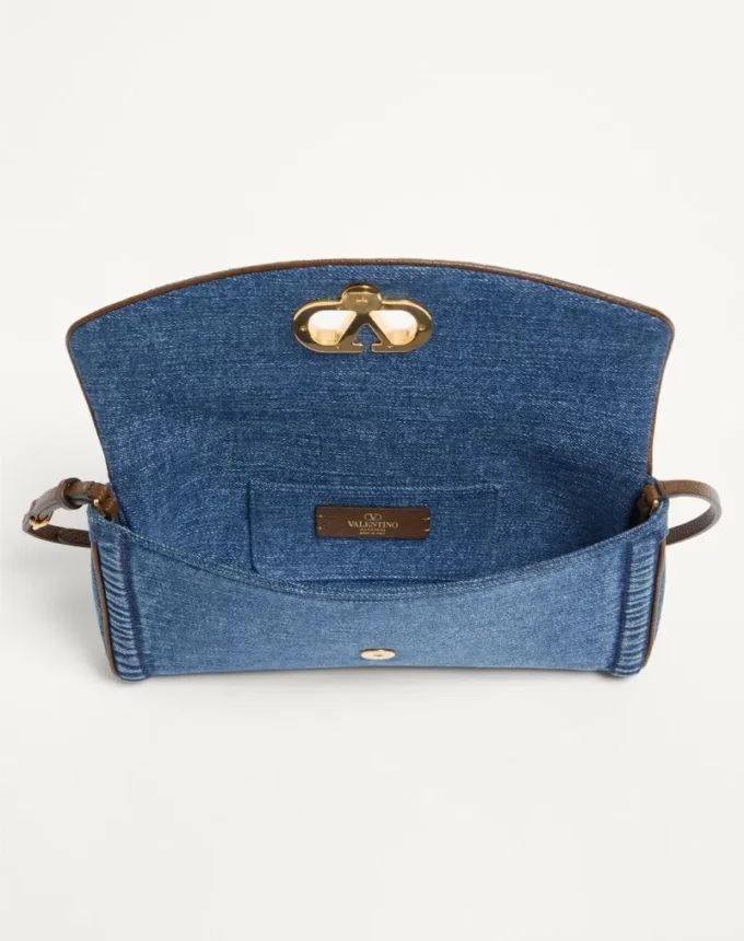 Valentino Garavani DeVain Kleine Denim-Umhängetasche Valentino Garavani DeVain Kleine Denim-Umhängetasche