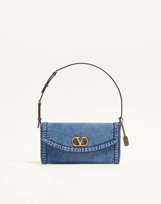 Valentino Garavani DeVain Kleine Denim-Umhängetasche Valentino Garavani DeVain Kleine Denim-Umhängetasche