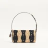 Valentino Garavani DeVain Kleine Schultertasche aus Raffia mit Wellenmuster Valentino Garavani DeVain Kleine Schultertasche aus Raffia mit Wellenmuster