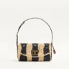 Valentino Garavani DeVain Kleine Schultertasche aus Raffia mit Wellenmuster Valentino Garavani DeVain Kleine Schultertasche aus Raffia mit Wellenmuster