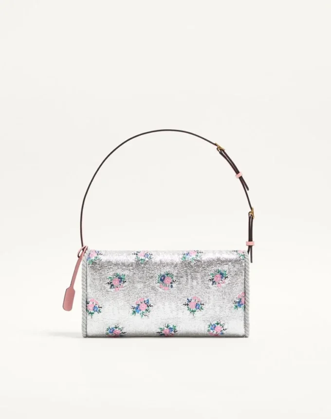 Valentino Garavani DeVain Kleine Umhängetasche aus floralem Lurex-Jacquard-Stoff Valentino Garavani DeVain Kleine Umhängetasche aus floralem Lurex-Jacquard-Stoff