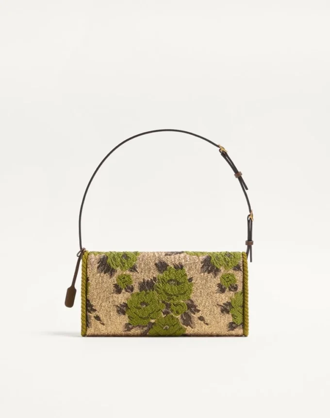 Valentino Garavani DeVain Kleine Umhängetasche aus Jacquard-Lurex-Stoff Valentino Garavani DeVain Kleine Umhängetasche aus Jacquard-Lurex-Stoff