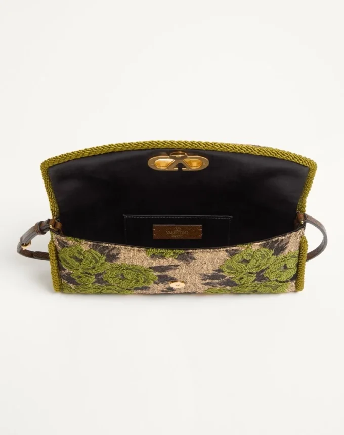 Valentino Garavani DeVain Kleine Umhängetasche aus Jacquard-Lurex-Stoff Valentino Garavani DeVain Kleine Umhängetasche aus Jacquard-Lurex-Stoff