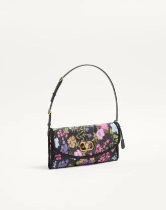 Valentino Garavani DeVain Kleine Umhängetasche aus Moiré-Papier mit Blumenmuster