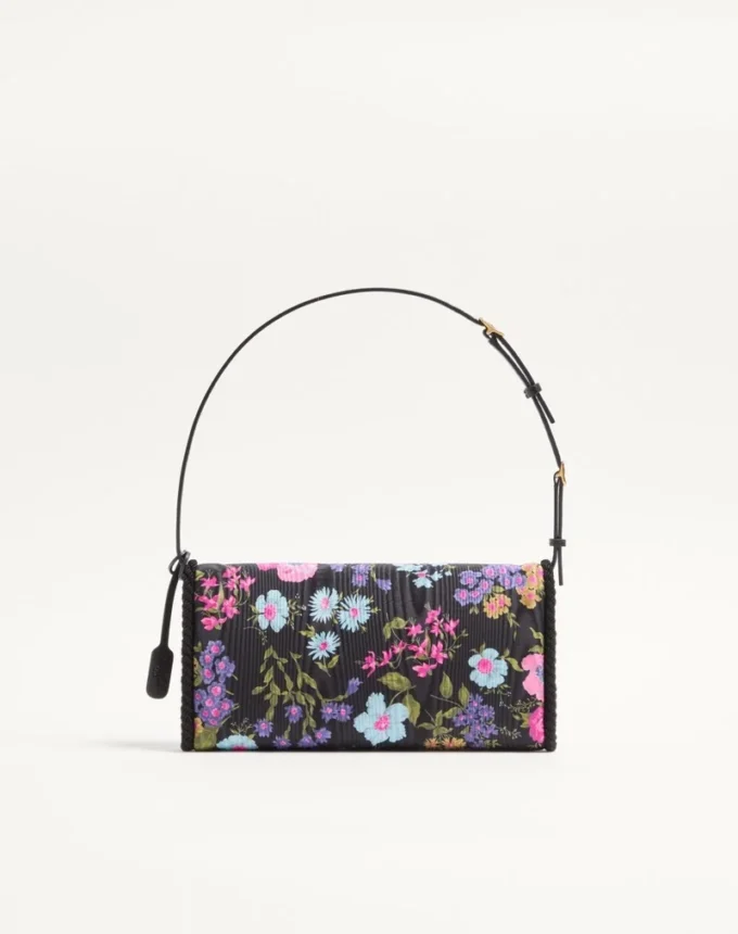 Valentino Garavani DeVain Kleine Umhängetasche aus Moiré-Papier mit Blumenmuster Valentino Garavani DeVain Kleine Umhängetasche aus Moiré-Papier mit Blumenmuster