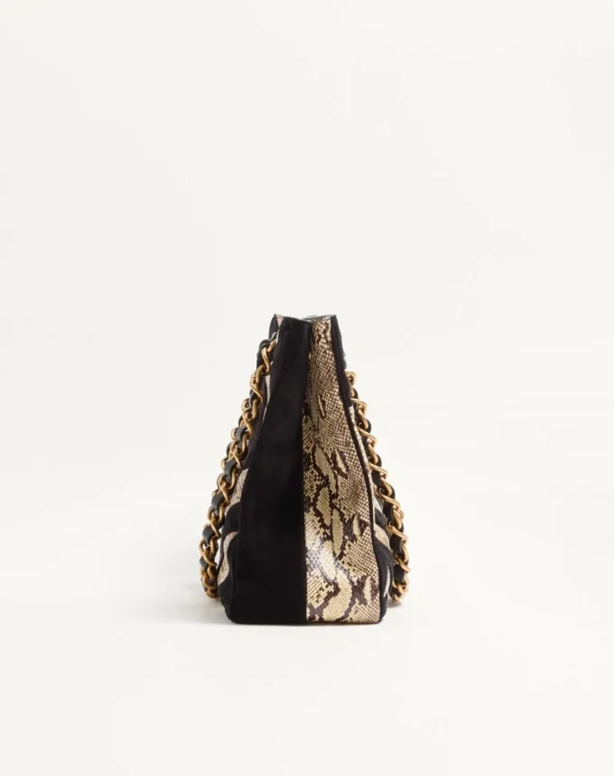 Valentino Garavani Laseine Shopping Bag aus Pythonleder und Wildleder mit Chevron-Muster Valentino Garavani Laseine Shopping Bag aus Pythonleder und Wildleder mit Chevron-Muster