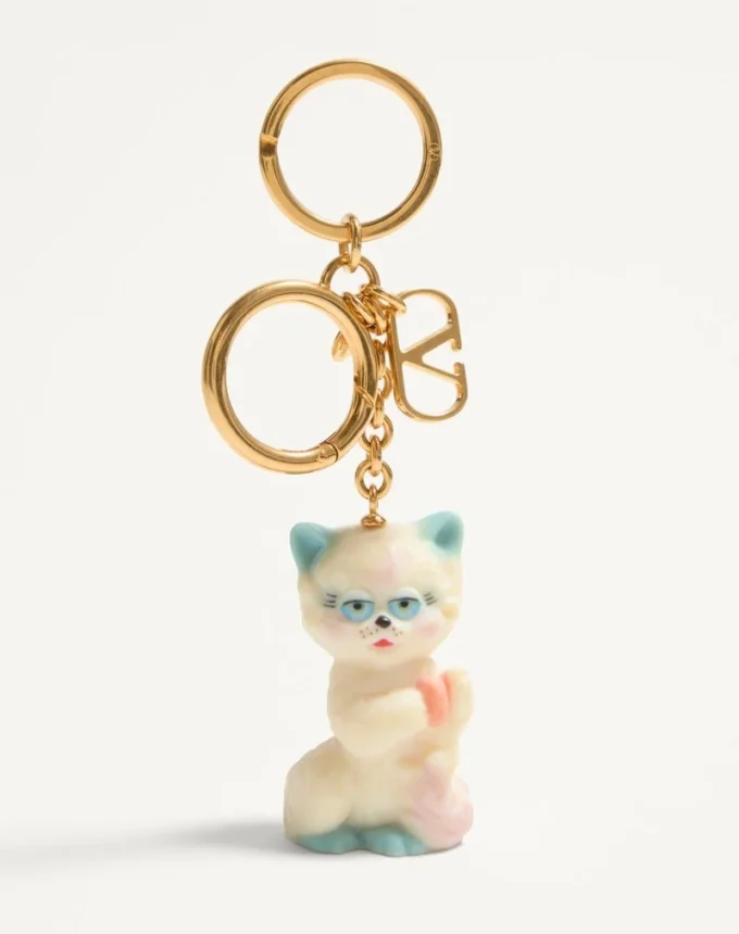 Valentino Garavani Le Chat De La Maison Nylon-Taschenanhänger mit Schlüsselring Valentino Garavani Le Chat De La Maison Nylon-Taschenanhänger mit Schlüsselring