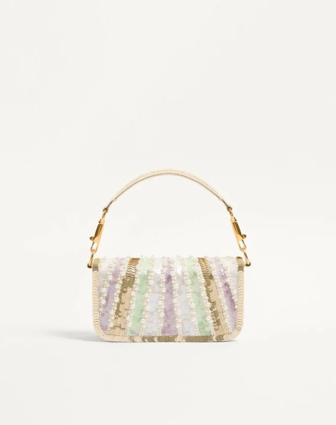Valentino Garavani Locò Kleine bestickte Umhängetasche mit Juwelenlogo Valentino Garavani Locò Kleine bestickte Umhängetasche mit Juwelenlogo